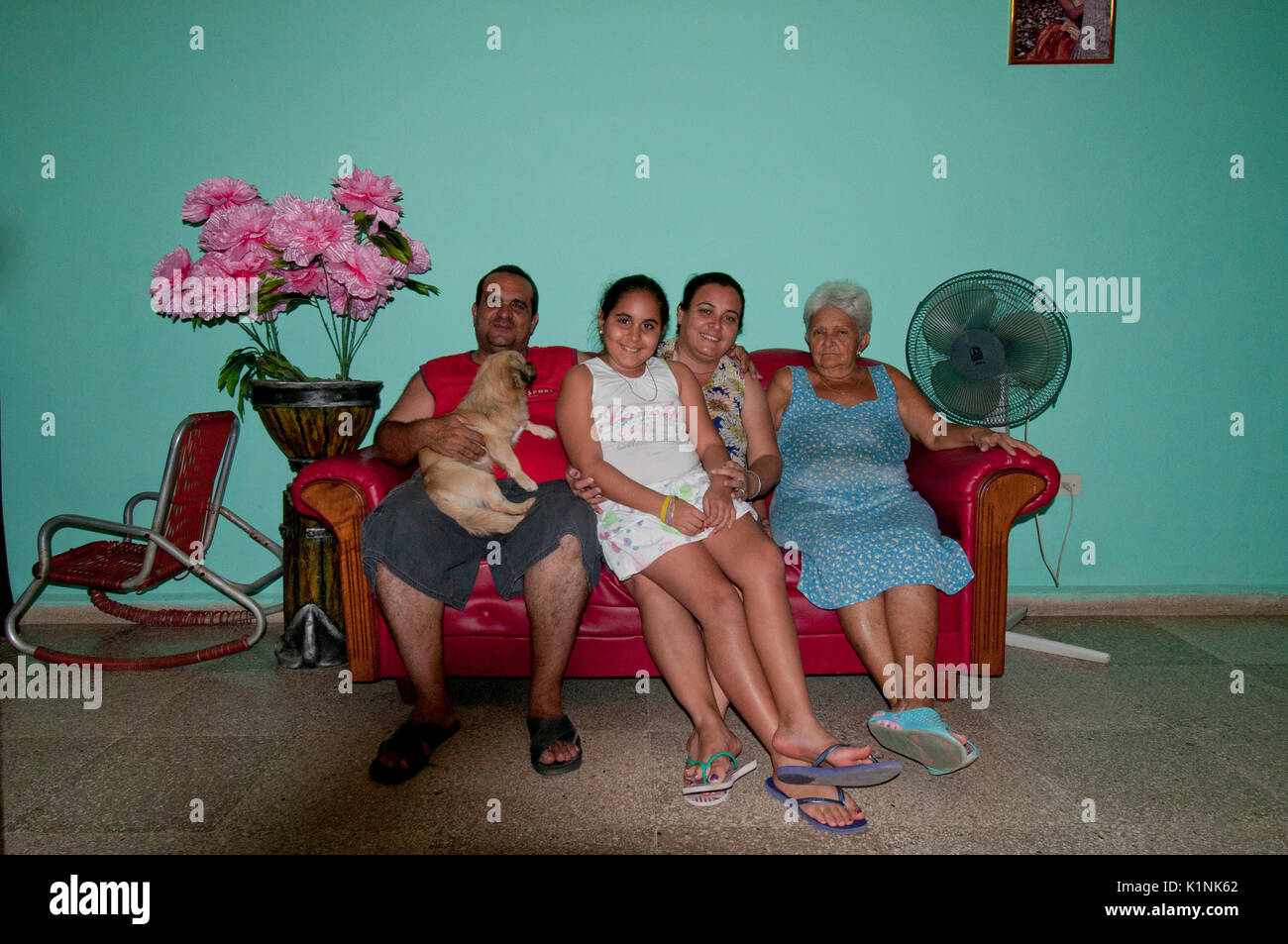 Kubanischen Familie hosting a Casa Particulare in Trinidad Kuba Stockfoto