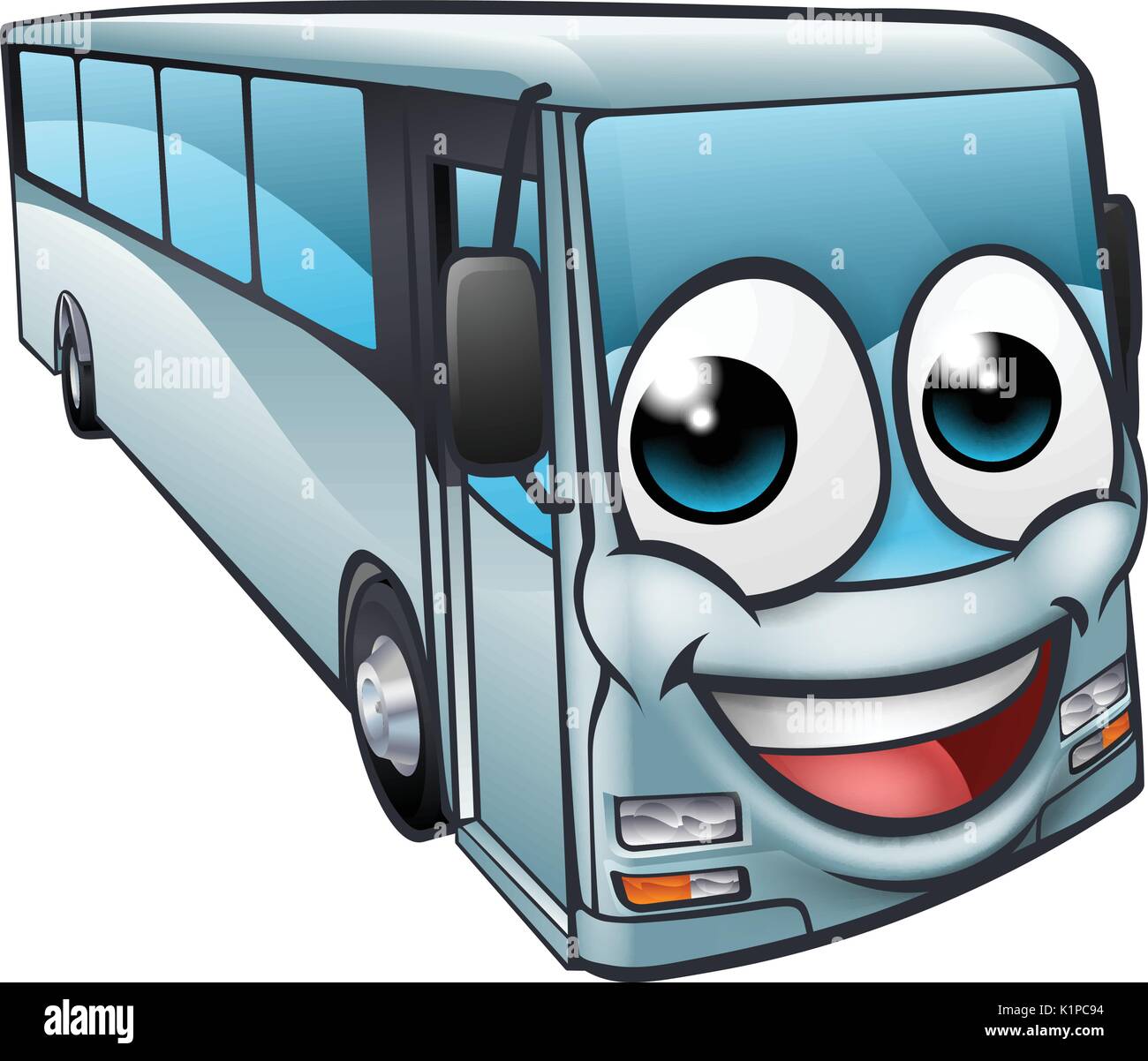 Coach Bus Zeichentrickfigur Maskottchen Stock Vektor