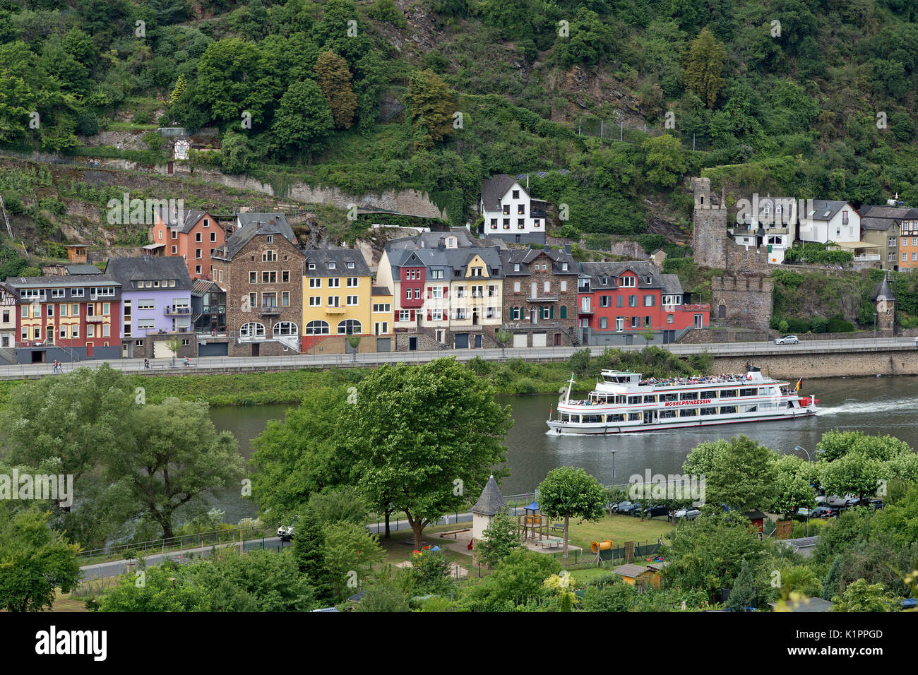 Ausflugsschiff, Cochem, Mosel, Rheinland-Pfalz, Deutschland Stockfoto