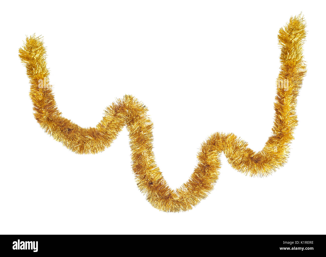 Große Weihnachten goldene Girlande. Vor weißem Hintergrund. Stockfoto