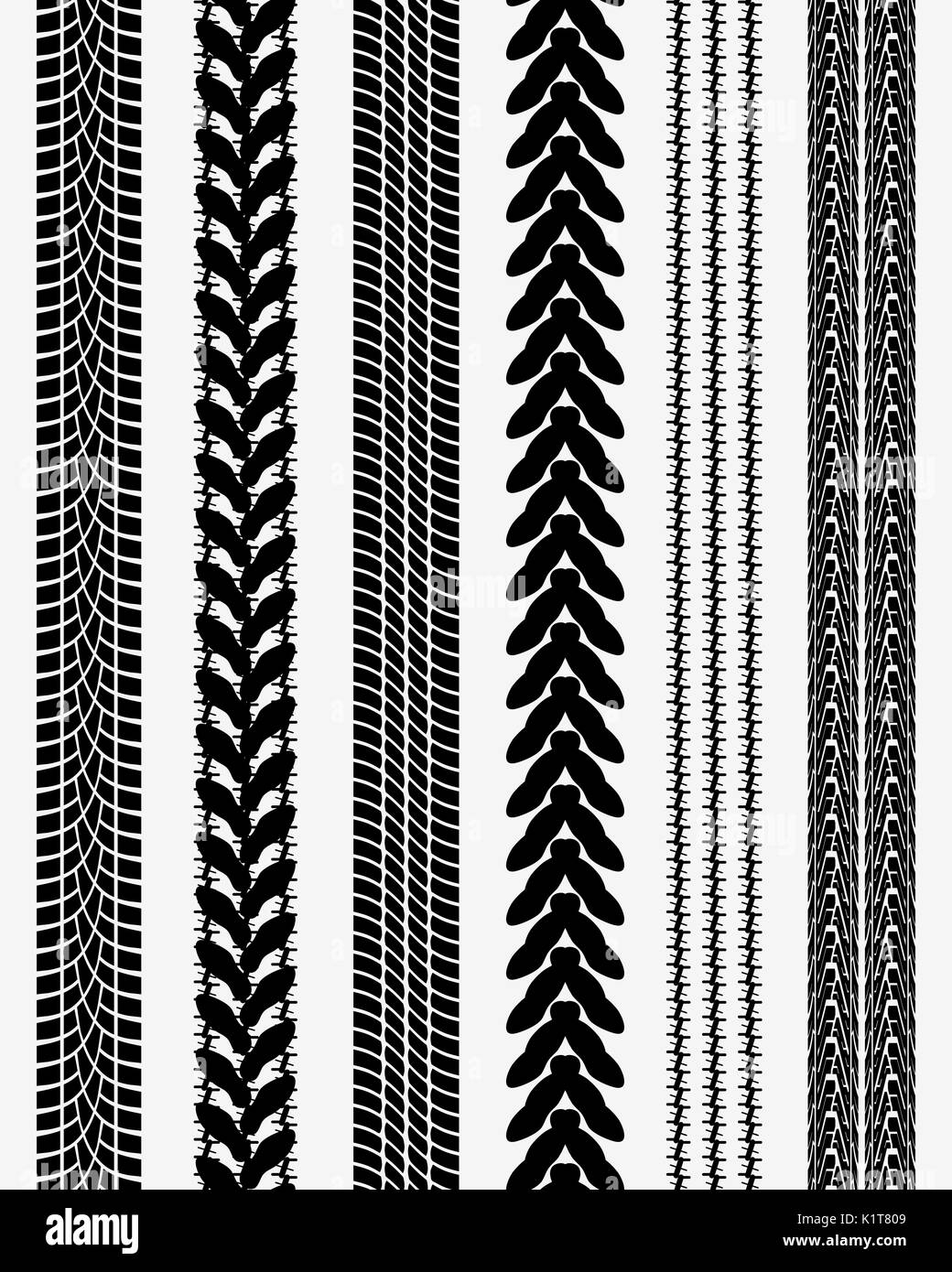Schwarz Drucke von Reifen Autos, Vector Illustration, nahtlose Muster Stockfoto