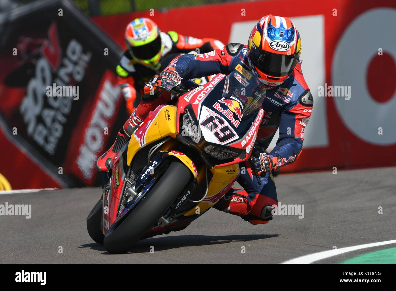 San Marino-Italien - Mai 12: Nicky Hayden USA Honda CBR1000RR Honda World Superbike Team in Aktion während der Superbike Qualifying Session bei der FIM-Su Stockfoto