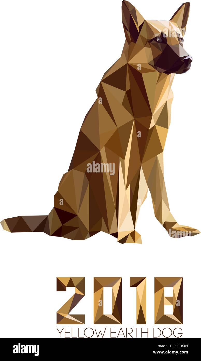 Hund ist Symbol des Neuen 2018 Jahr, entsprechend der chinesischen Kalender  Jahr der gelben Erde Hund. Guard Dog Schäferhund in Polygonen Stil  Stock-Vektorgrafik - Alamy
