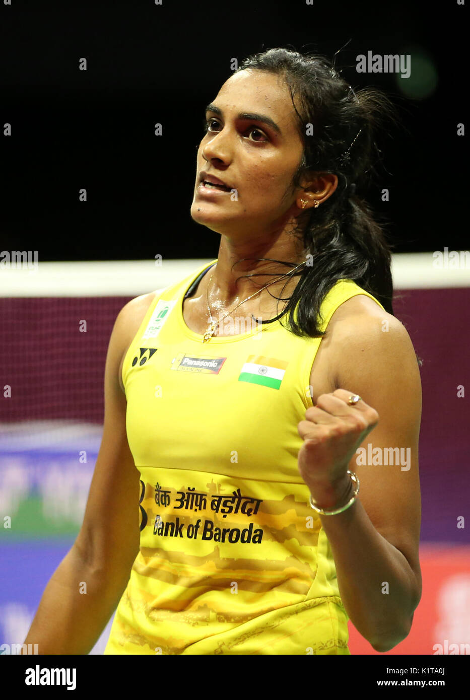 Indiens Pusarla V Sindhu In Den Frauen Singles Endrunde Am Tag Sieben Der Bwf Weltmeisterschaften 2017 Im Emirates Arena Glasgow Stockfotografie Alamy