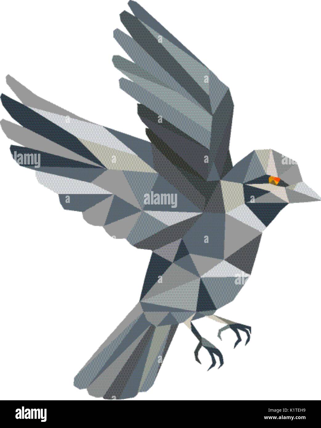 Abbildung: eine alte Welt Sparrow auf isolierten Hintergrund in Low Polygon Stil fertig" fliegen. Stock Vektor