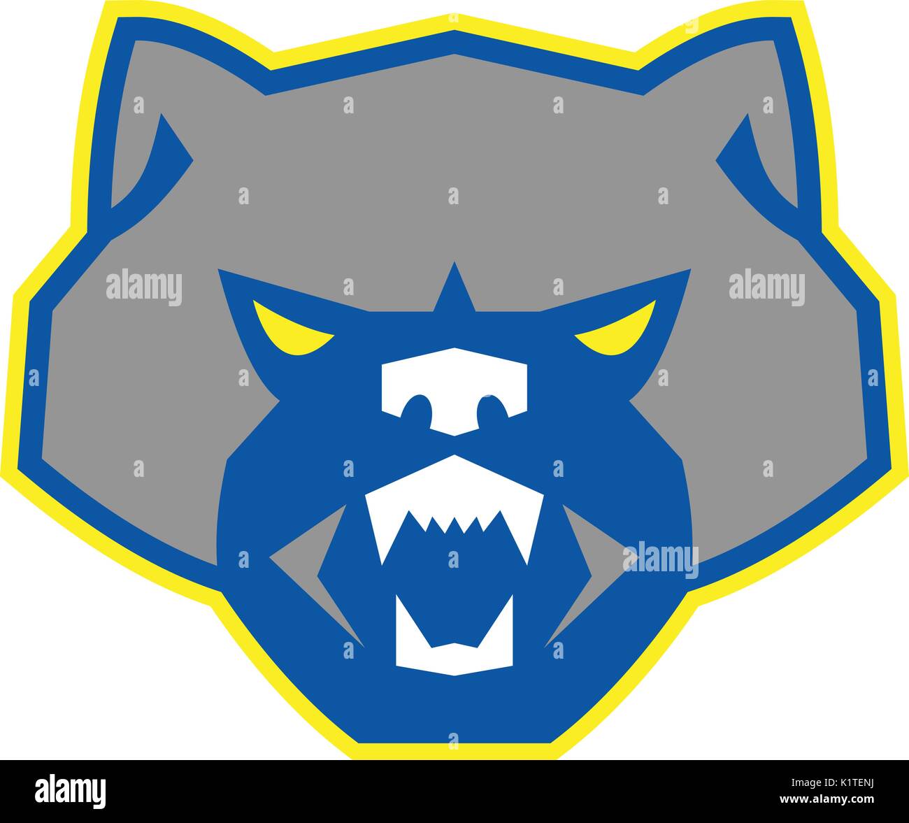 Abbildung: Eine böse Wolf wolverine Kopf Von vorne gesehen auf isolierten weißen Hintergrund im Retro Stil gemacht. Stock Vektor