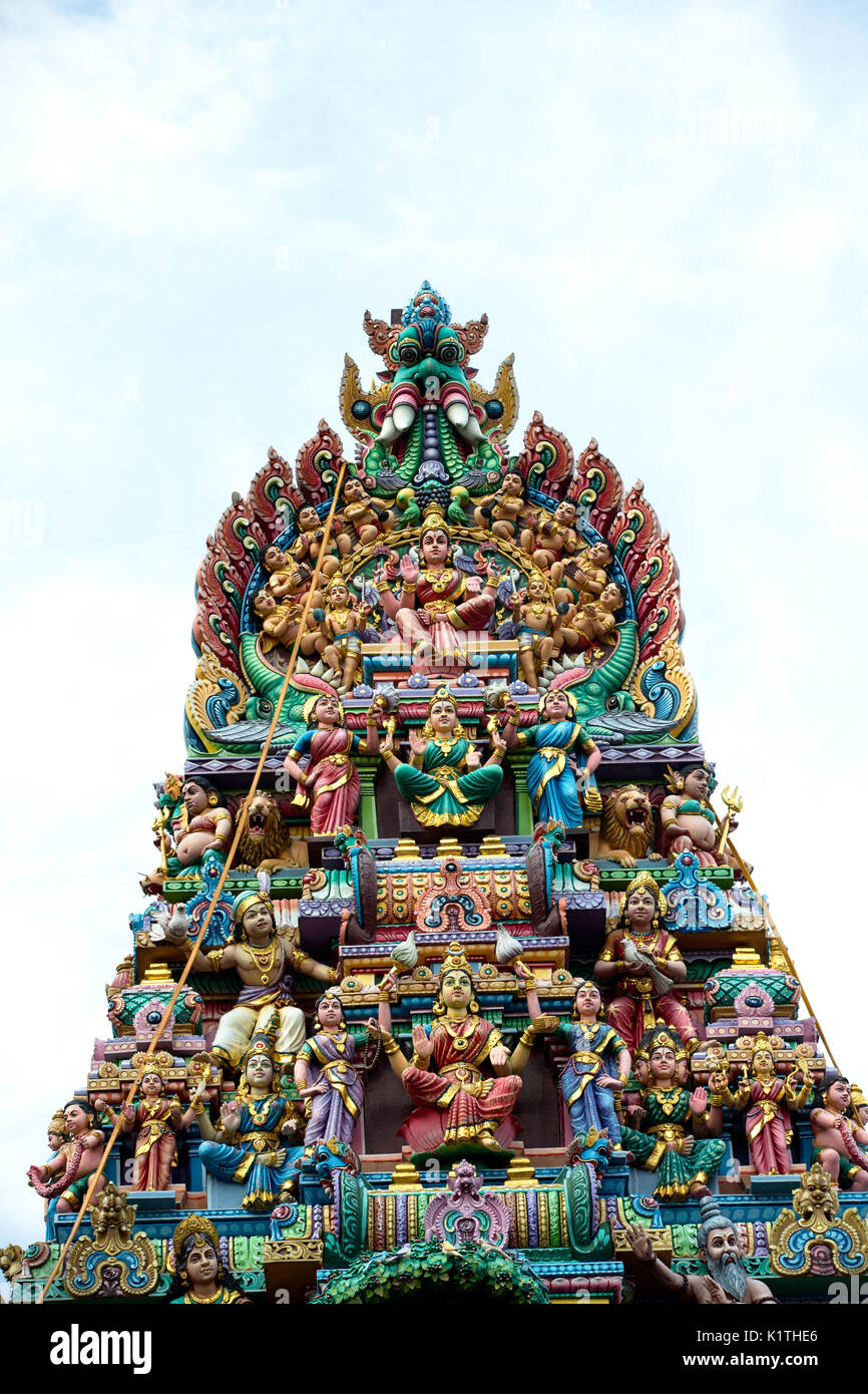 Sculptres aus Sri Veeramakaliamman Tempel bei 141, Serangoon Road ist einer der ältesten Tempel in Singapur, Little India, Singapur, pradeep Subramanian Stockfoto