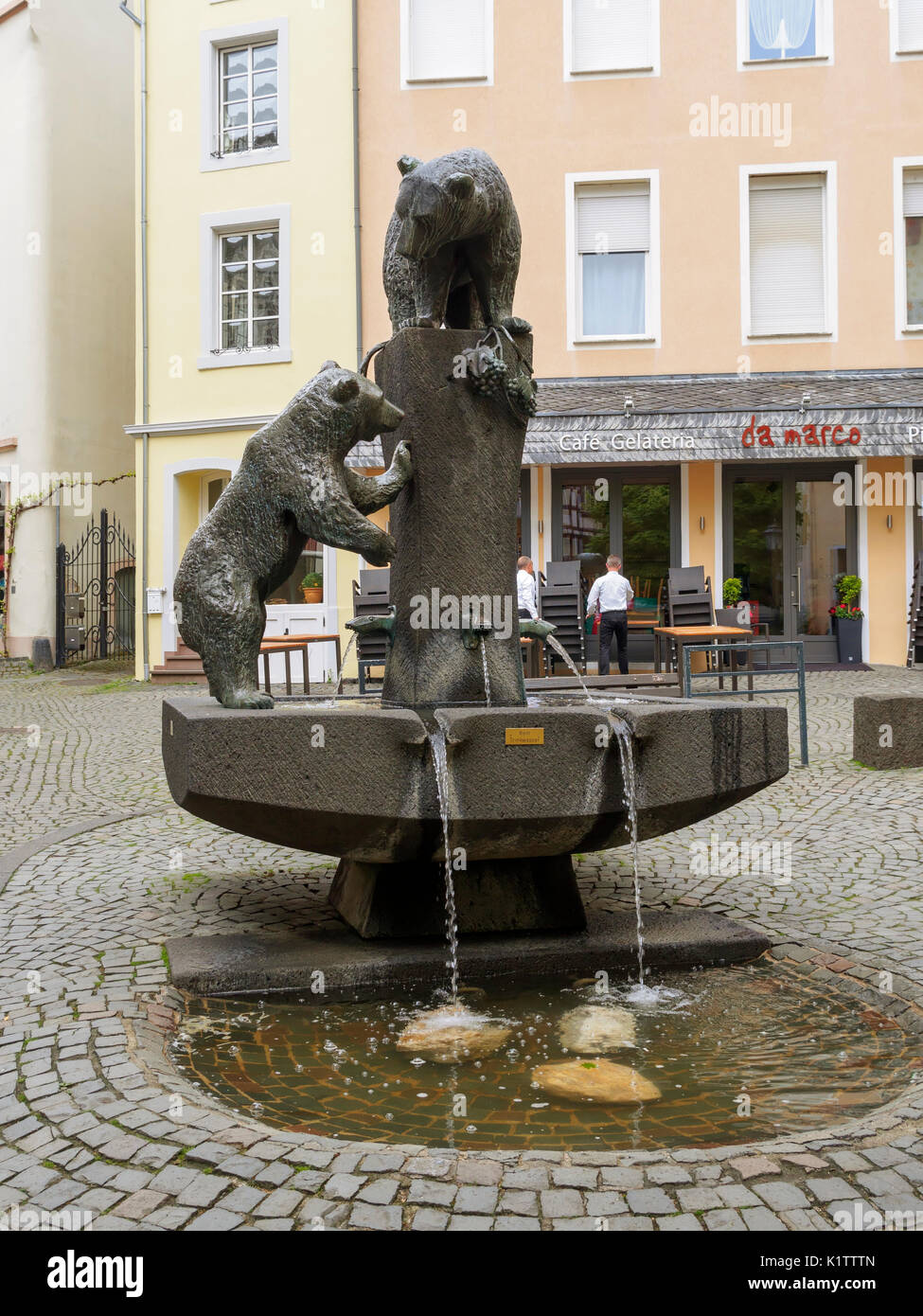 Bären Brunnen, Bernkastel-Kues, Deutschland Stockfoto