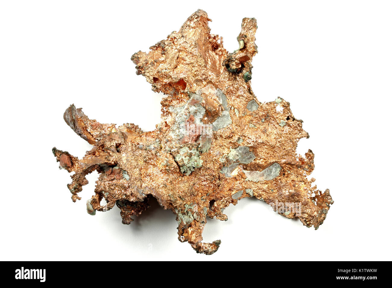 Kupfer nugget auf weißem Hintergrund Stockfoto