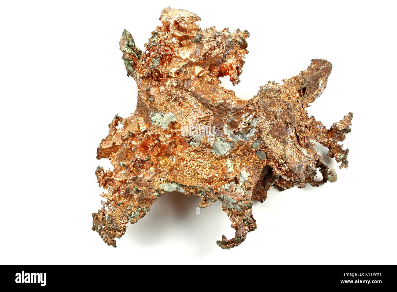 Kupfer nugget auf weißem Hintergrund Stockfoto