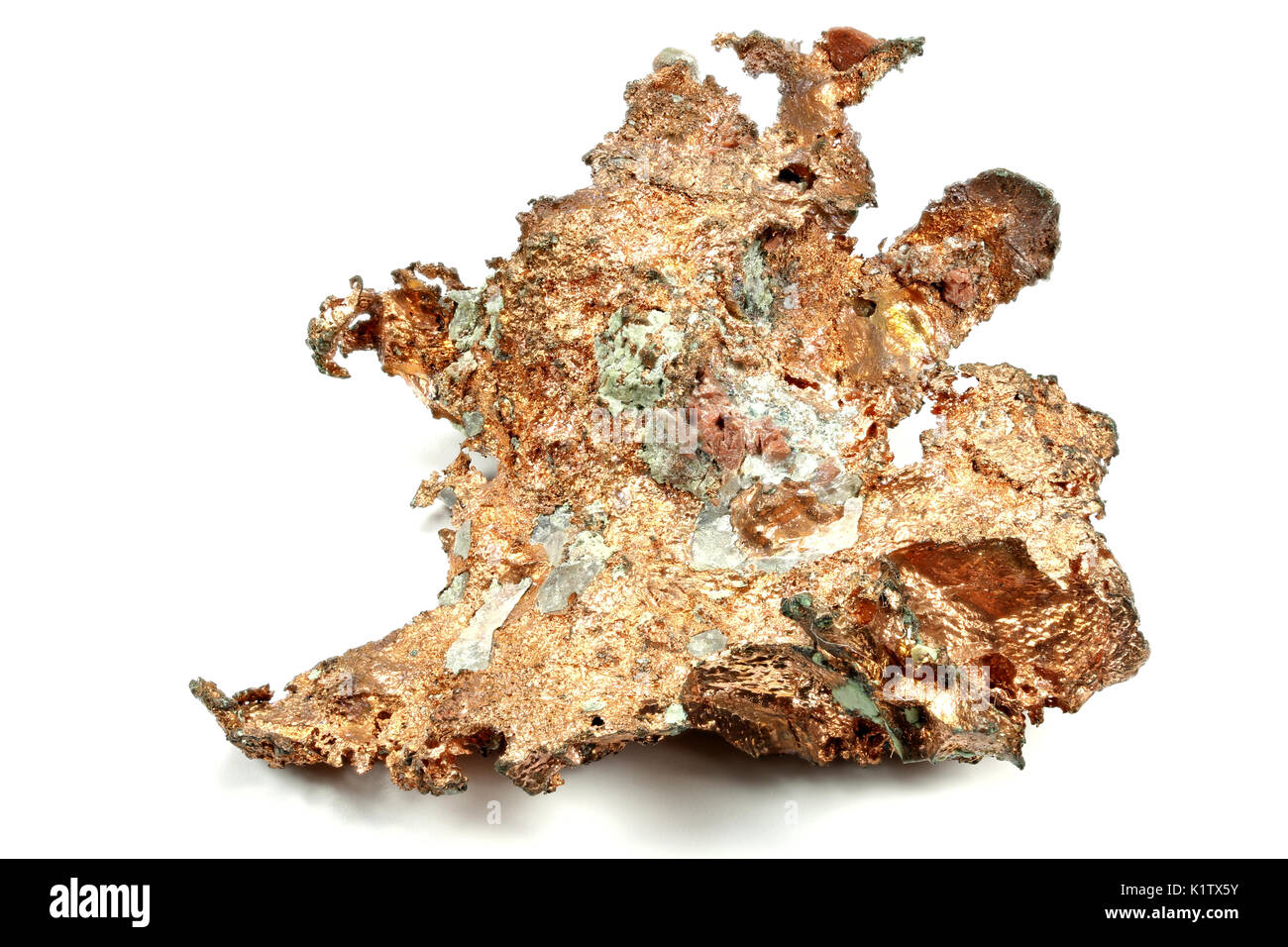 Kupfer nugget auf weißem Hintergrund Stockfoto