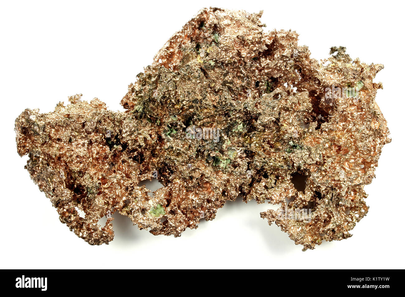 Kupfer nugget auf weißem Hintergrund Stockfoto
