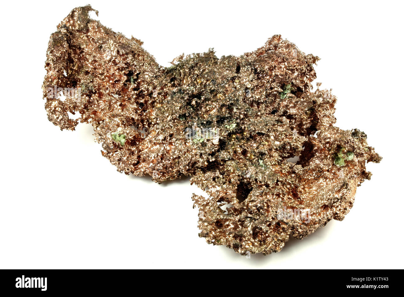 Kupfer nugget auf weißem Hintergrund Stockfoto