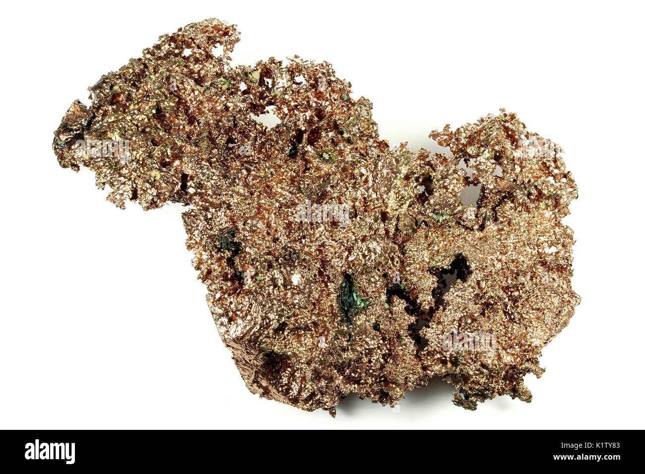 Kupfer nugget auf weißem Hintergrund Stockfoto
