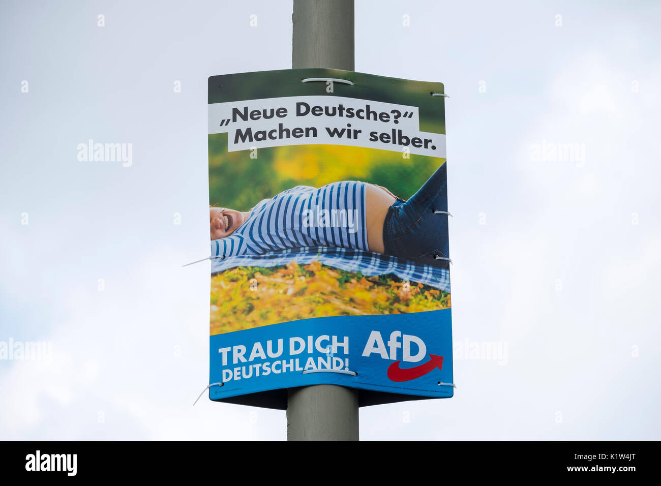 Wahlplakat (mit Nachricht - "Neues Deutschland? Hier können Sie es selbst) für AfD, Alternative Fell Deutschland, Rechtsgerichtete politische Partei in Berlin Germ Stockfoto