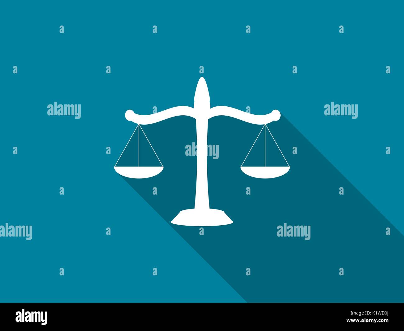 Waage der Gerechtigkeit flachbild Symbol mit langen Schatten. Vector Illustration. Stock Vektor