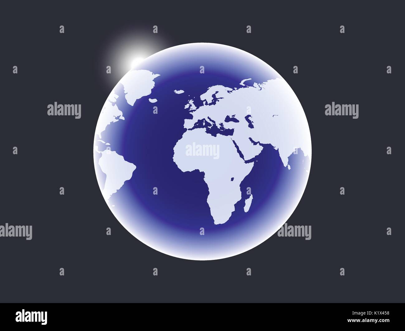 Die Erde ist ein Planet im Raum und ein Sonnenstrahl. Vector Illustration Stock Vektor