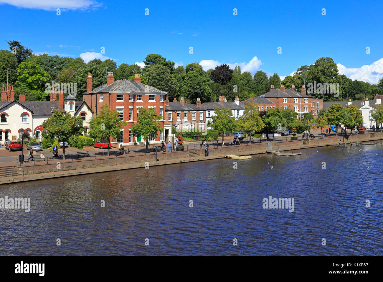 Der Fluss Dee und die Waldungen Riverside Walk, Chester, Cheshire, England, UK. Stockfoto
