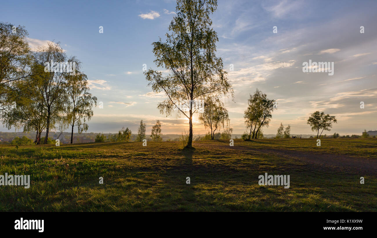 Freiberg - Haufen der Grube "Alte Elisabeth" mit romantischen Himmel Stockfoto