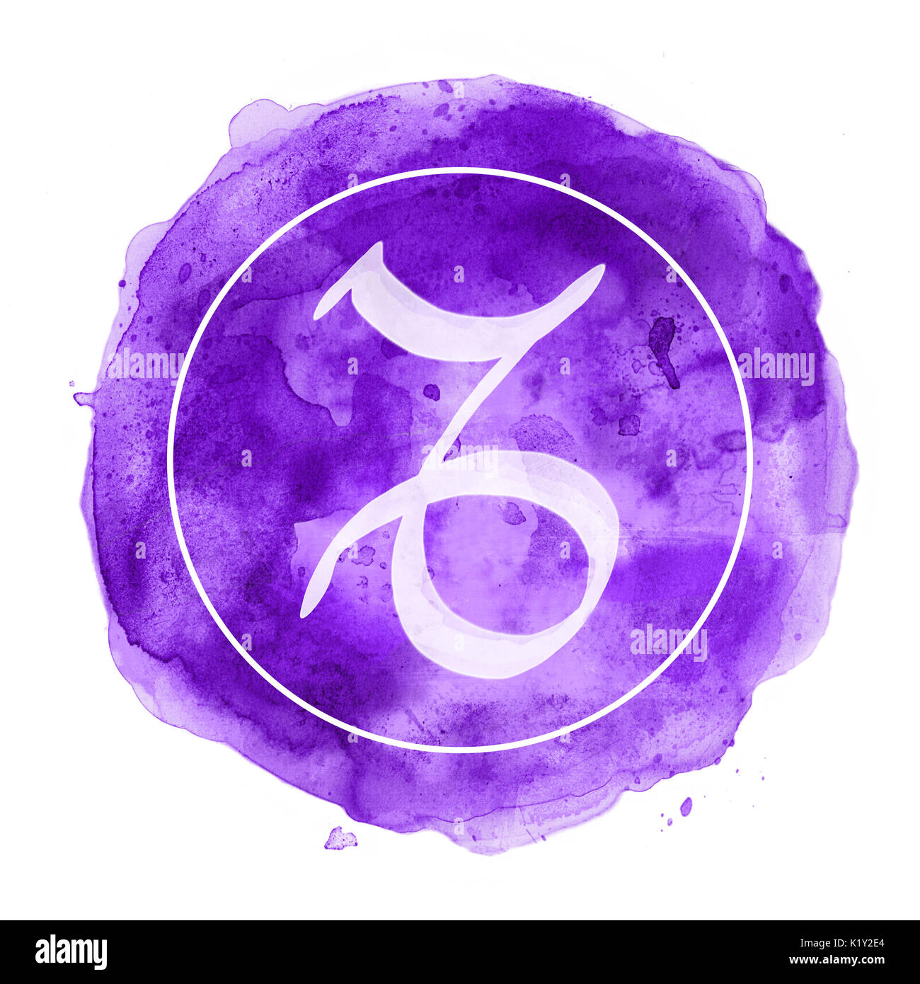 Steinbock Sternzeichen auf Aquarell Hintergrund Stockfoto