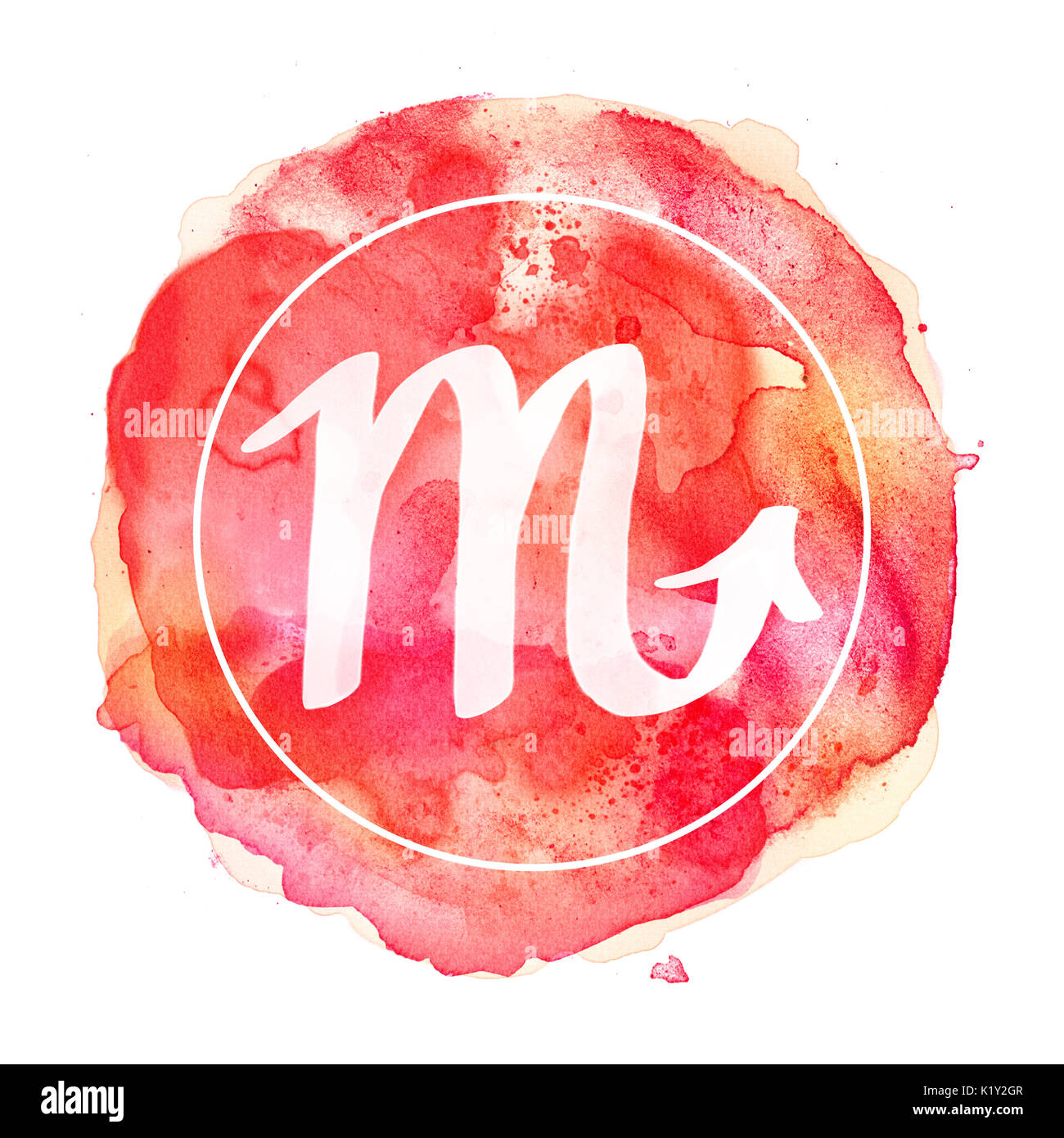 Skorpion Sternzeichen auf Aquarell Hintergrund Stockfoto