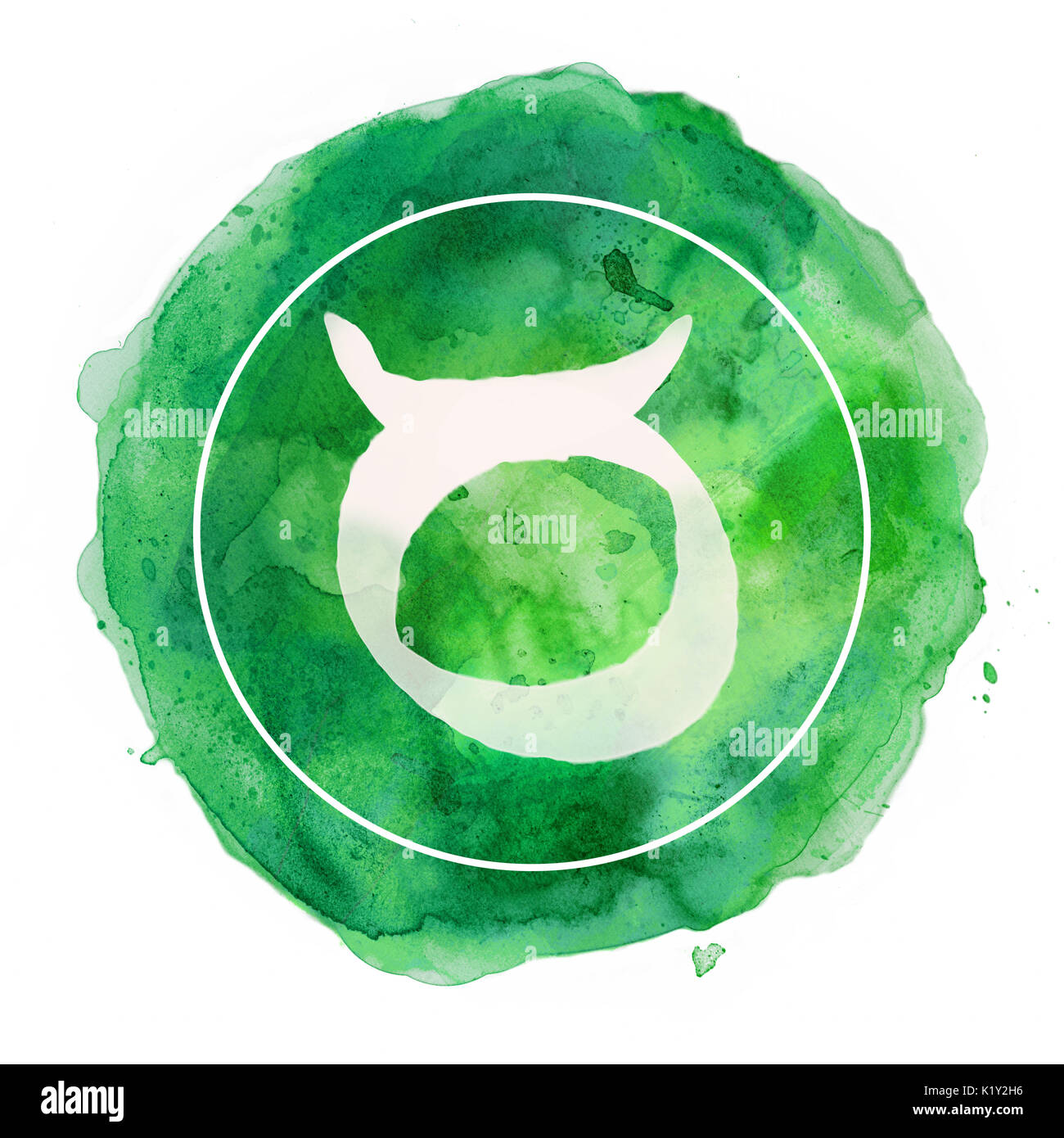 Stier Sternzeichen auf Aquarell Hintergrund Stockfoto