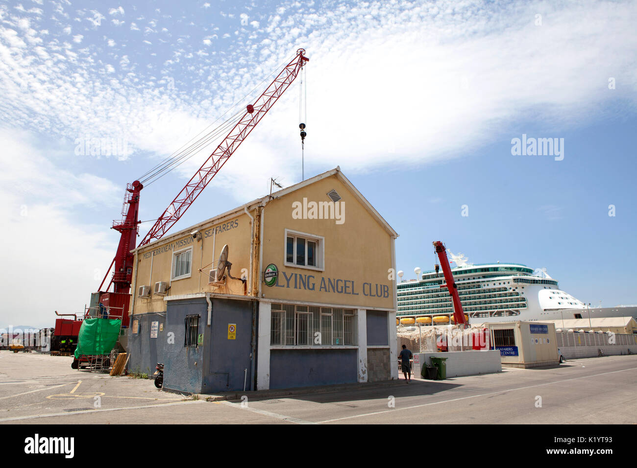 Flying Angel Club am Hafen von Gibraltar Stockfoto