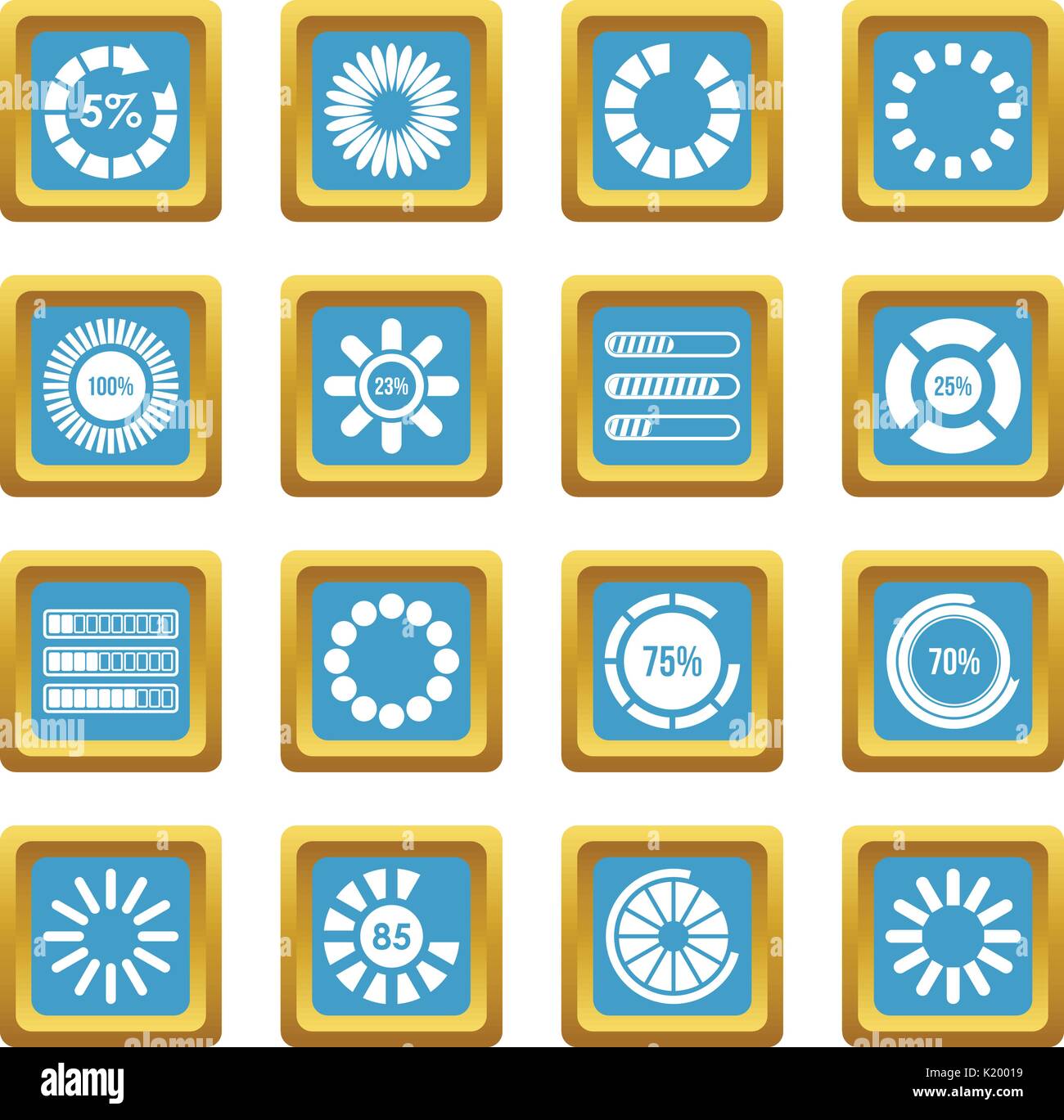 Laden bars und Preloader Symbole azure Stock Vektor