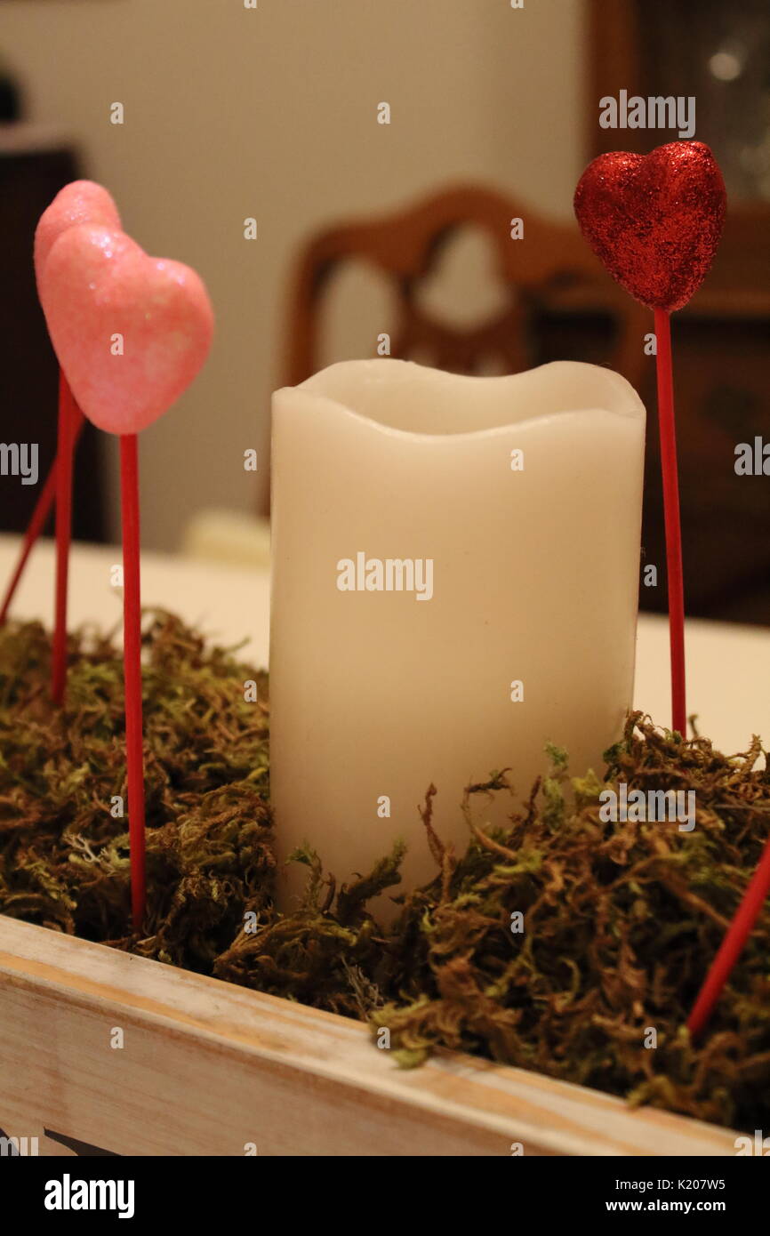 Valentinstag dekorative Tabelle Mittelstück Stockfoto