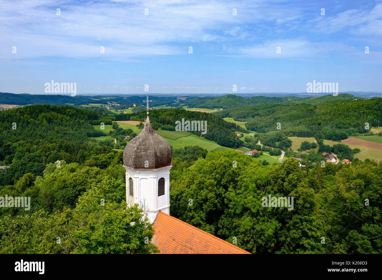 Burgkapelle, Blick von der Burg Falkenstein im Norden, Bayerischer Wald