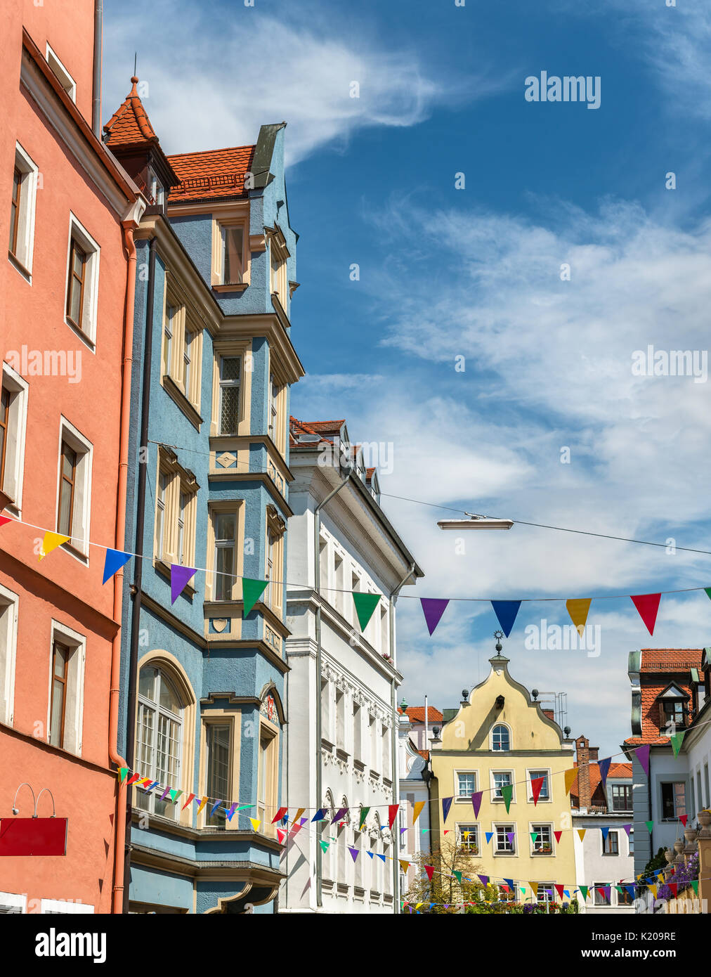 Gebäude in der Altstadt von Regensburg, Deutschland Stockfoto