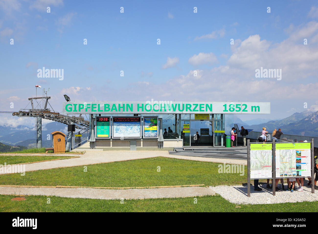 Gipfelbahn entfernt begrüßt Hochwurzen, Schladming-Rohrmoss, Schladminger Tauern, Steiermark, Österreich Stockfoto