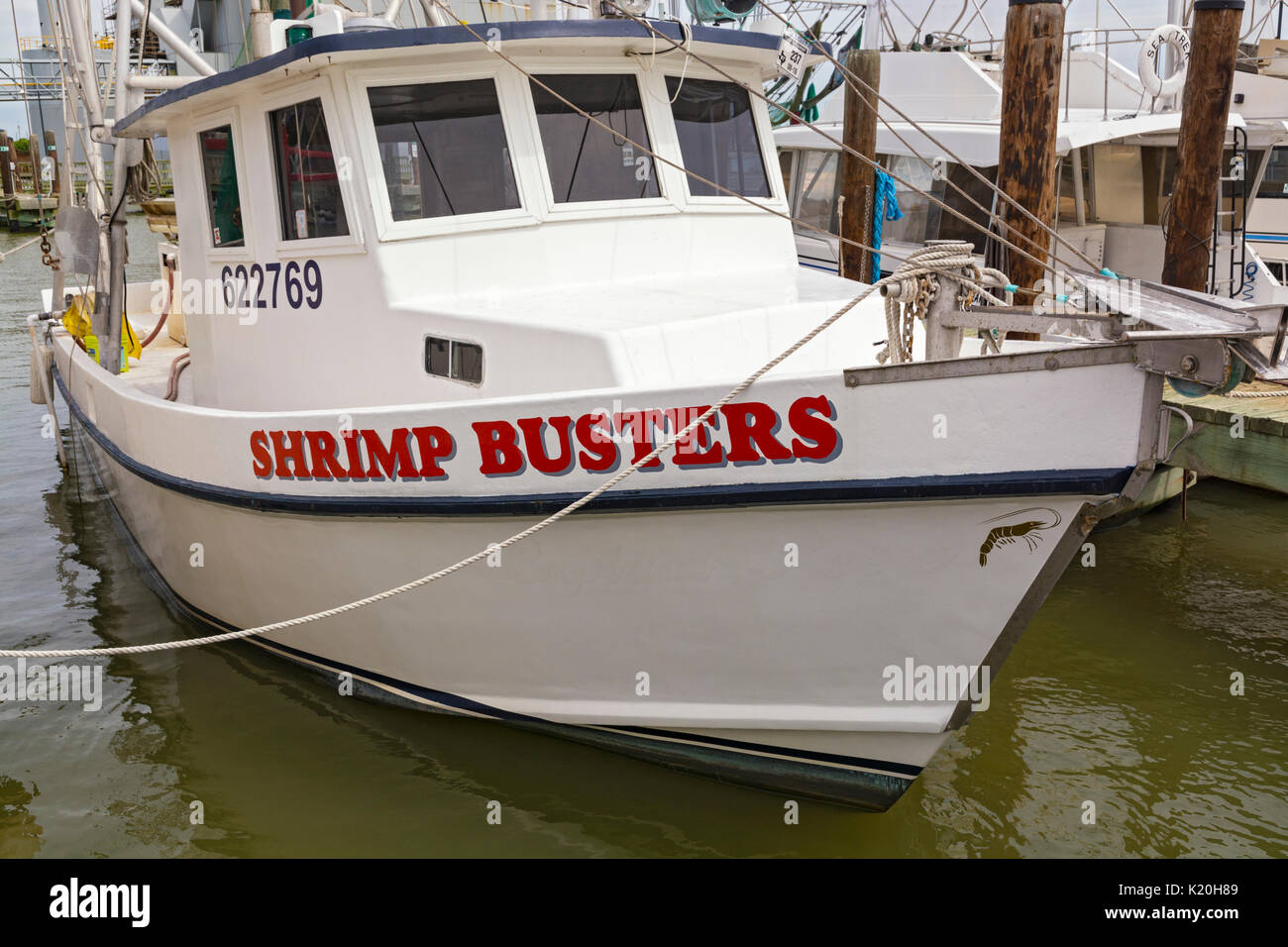 Texas, Galveston, kommerzielle Garnelenfischerei Boot Stockfoto