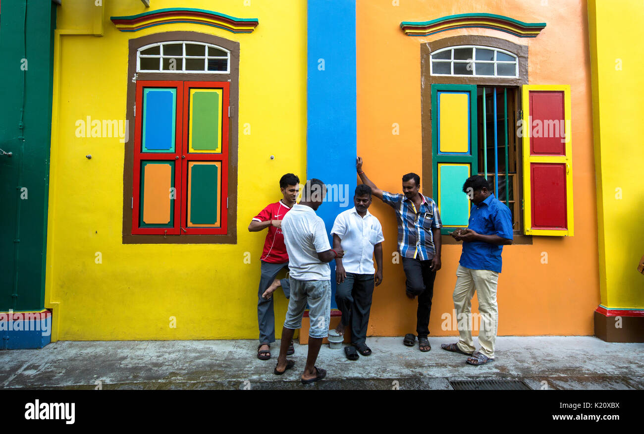 Das Haus von Tan Teng Niah, Little India, Singapur, Asien. Wo expat Indianer, bangladeschischen Migranten Arbeit treffen am Wochenende, pradeep Subramanian Stockfoto