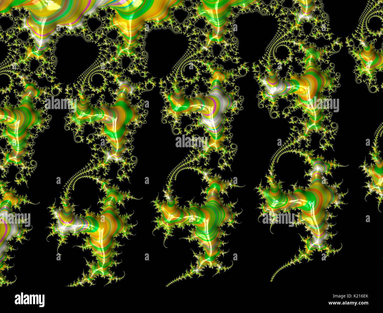 Bunte fraktale Muster auf schwarzem Hintergrund Stockfoto