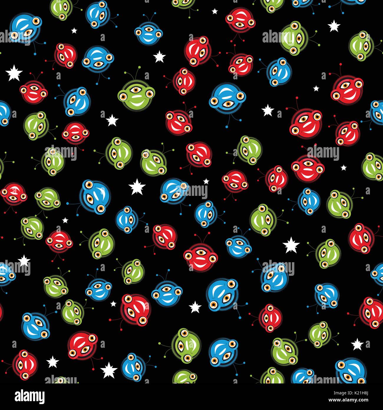 Nahtlose Muster mit Außerirdischen. Vektor. Stock Vektor