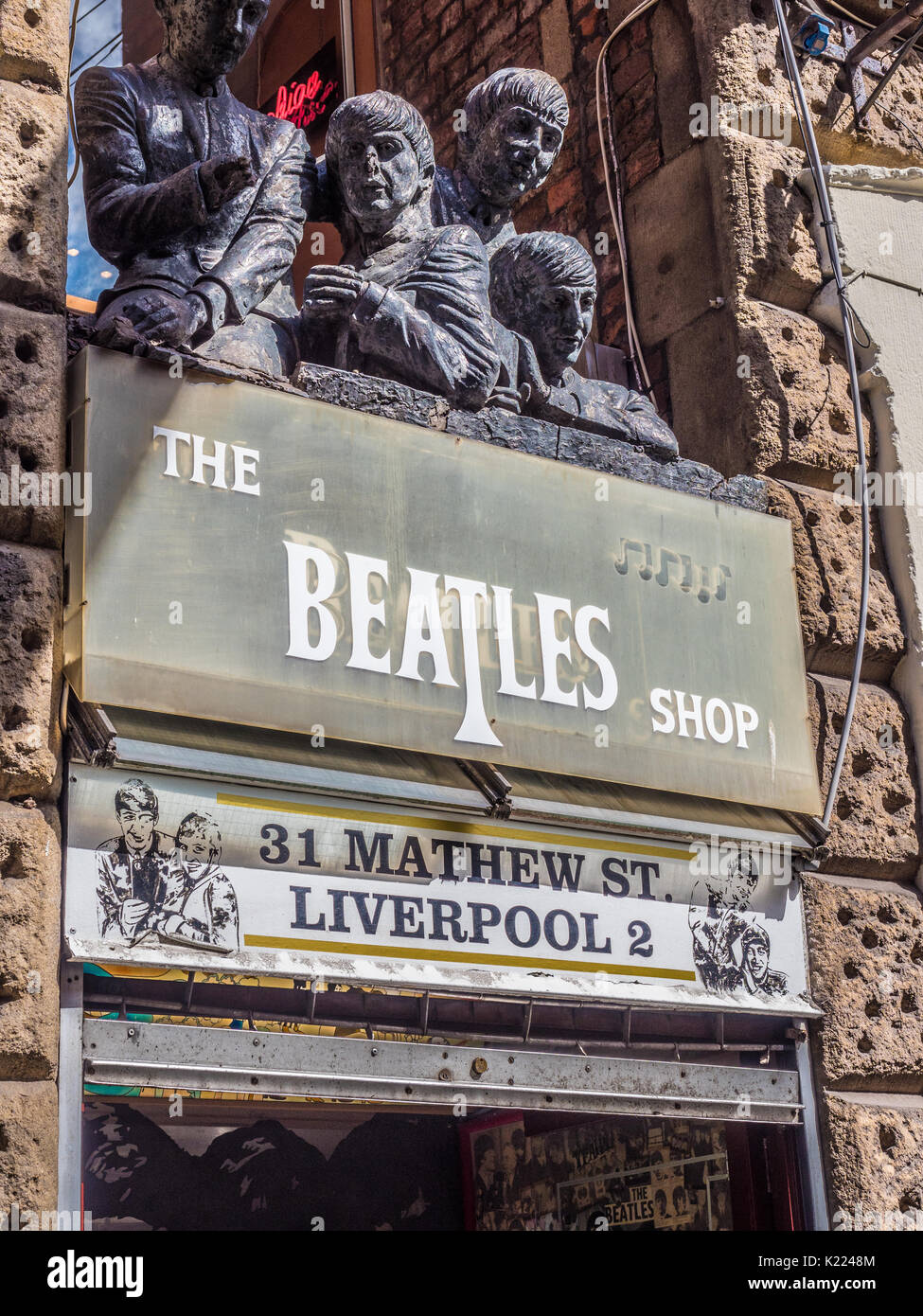 Die Beatles Shop, Mathew Street, Liverpool, England, UK Stockfoto