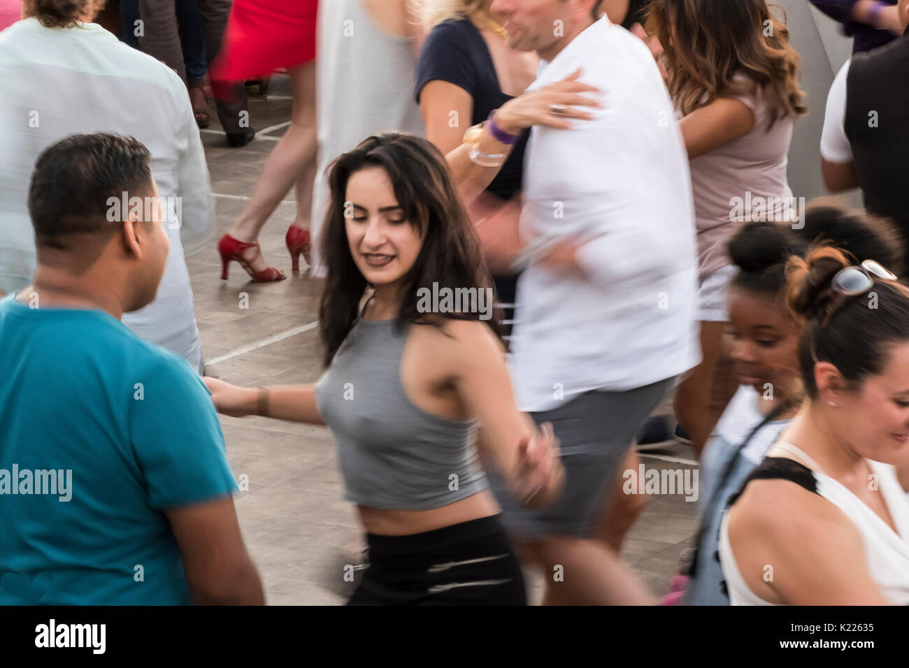 Salsa tanzen, Alki Beach Seattle, Washington, USA Stockfoto