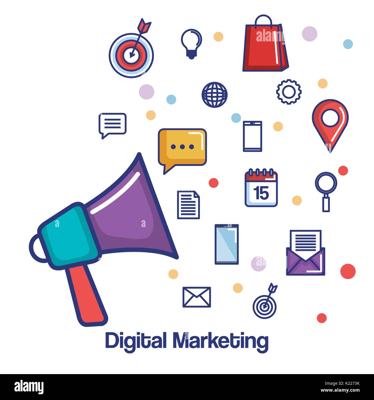 Digitales Marketing Megaphon Social Media Werbung Apps Stock Vektorgrafik Alamy