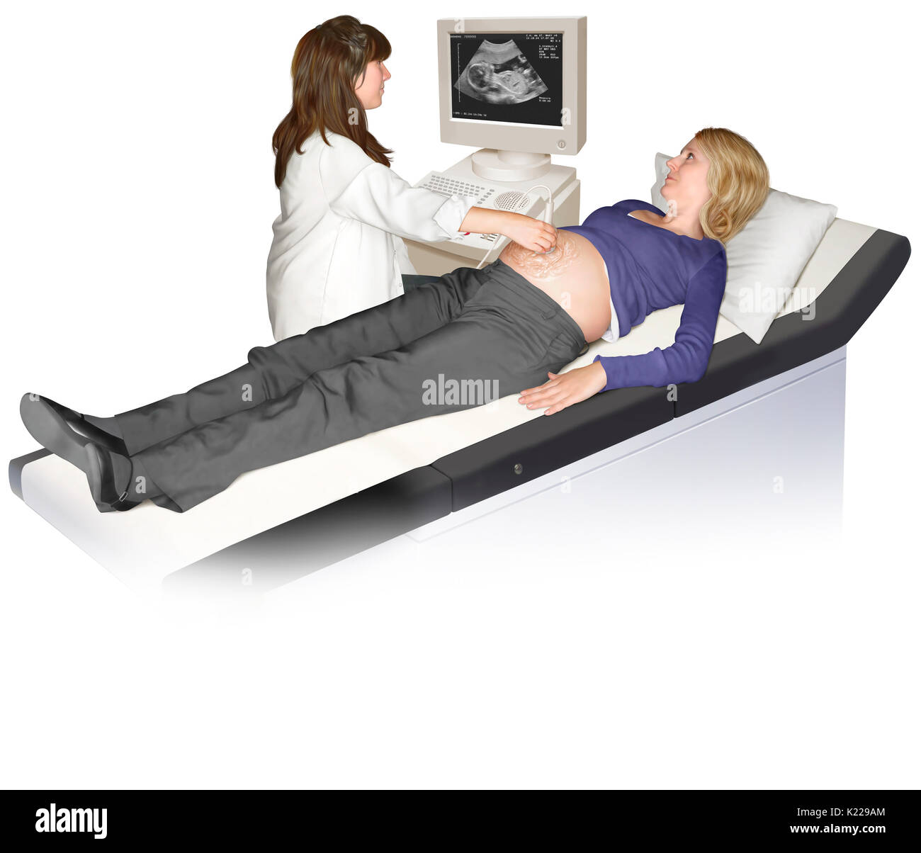 Medizinische Bildgebungsverfahren, schildert die inneren Organe über die Echos wie Ultraschall Wellen Reisen durch den Körper. Stockfoto
