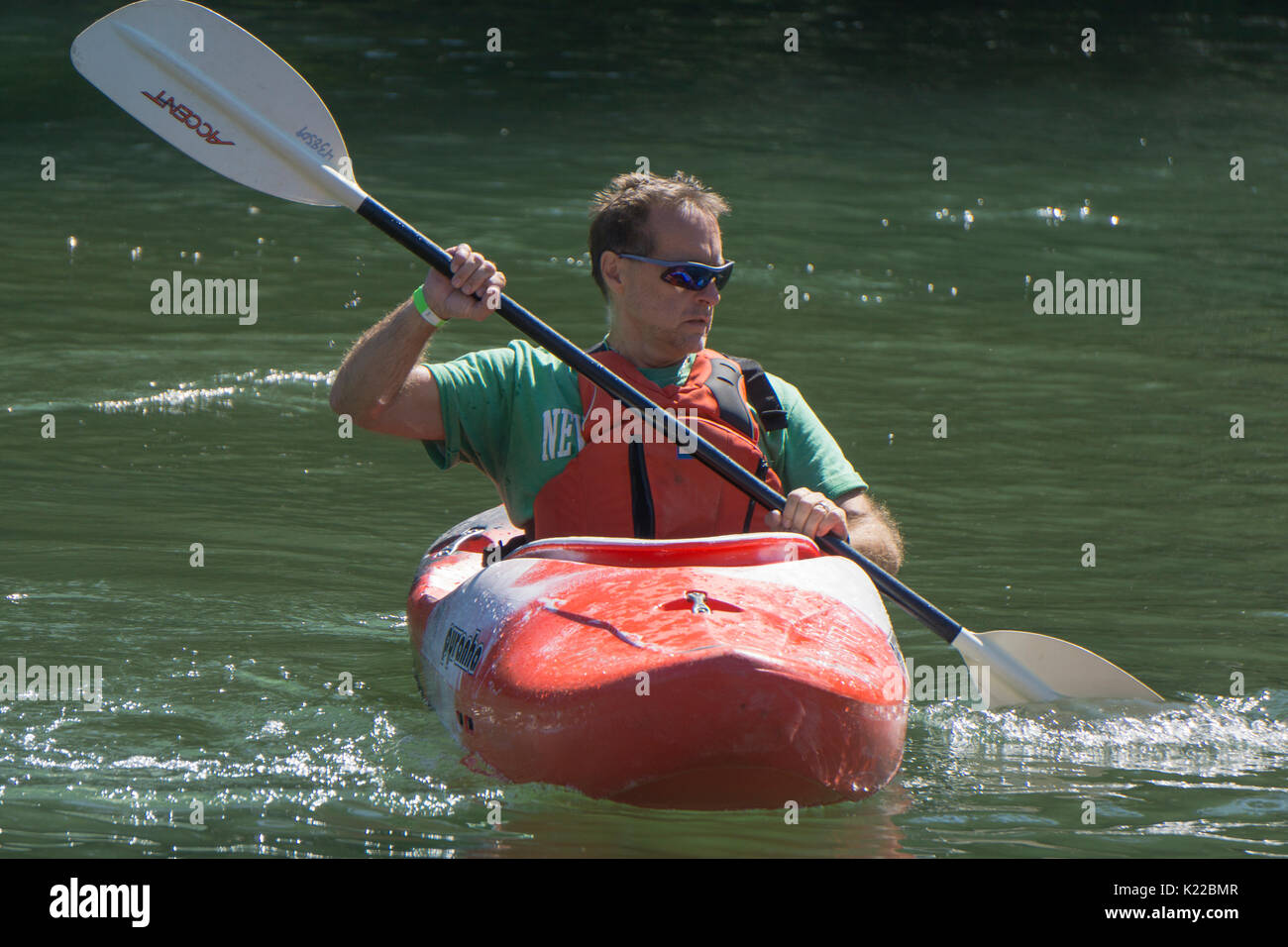 Kajak Bowness Park Calgary AB Stockfoto