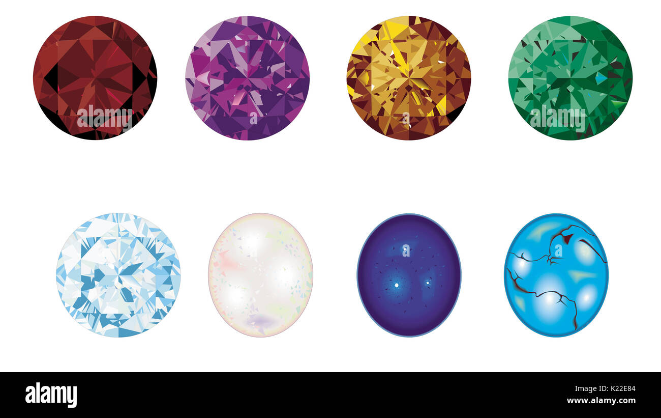 Neben Edelsteine, diese Steine sind diejenigen, deren Schönheit und Haltbarkeit Sie am meisten für Schmuck geeignet. Stockfoto