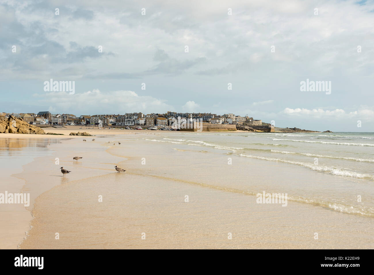 Hafen Strand bei Ebbe, St Ives, Cornwall, England, Großbritannien Stockfoto