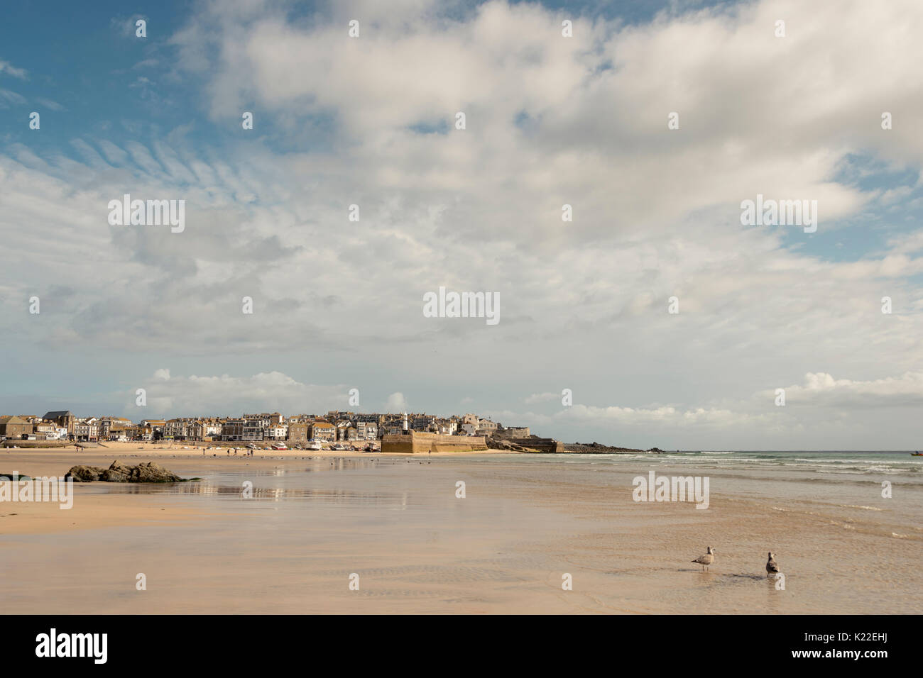 Hafen Strand bei Ebbe, St Ives, Cornwall, England, Großbritannien Stockfoto