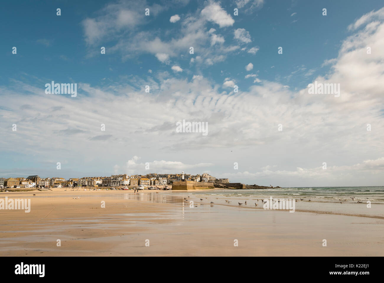Hafen Strand bei Ebbe, St Ives, Cornwall, England, Großbritannien Stockfoto