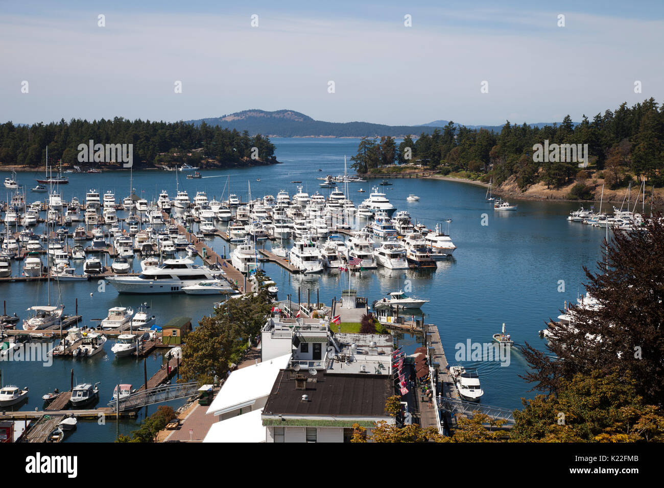 Panoramaaussicht, Roche Harbor, San Juan Island, Archipel der San Juan Inseln, Washington, USA, Nordamerika Stockfoto