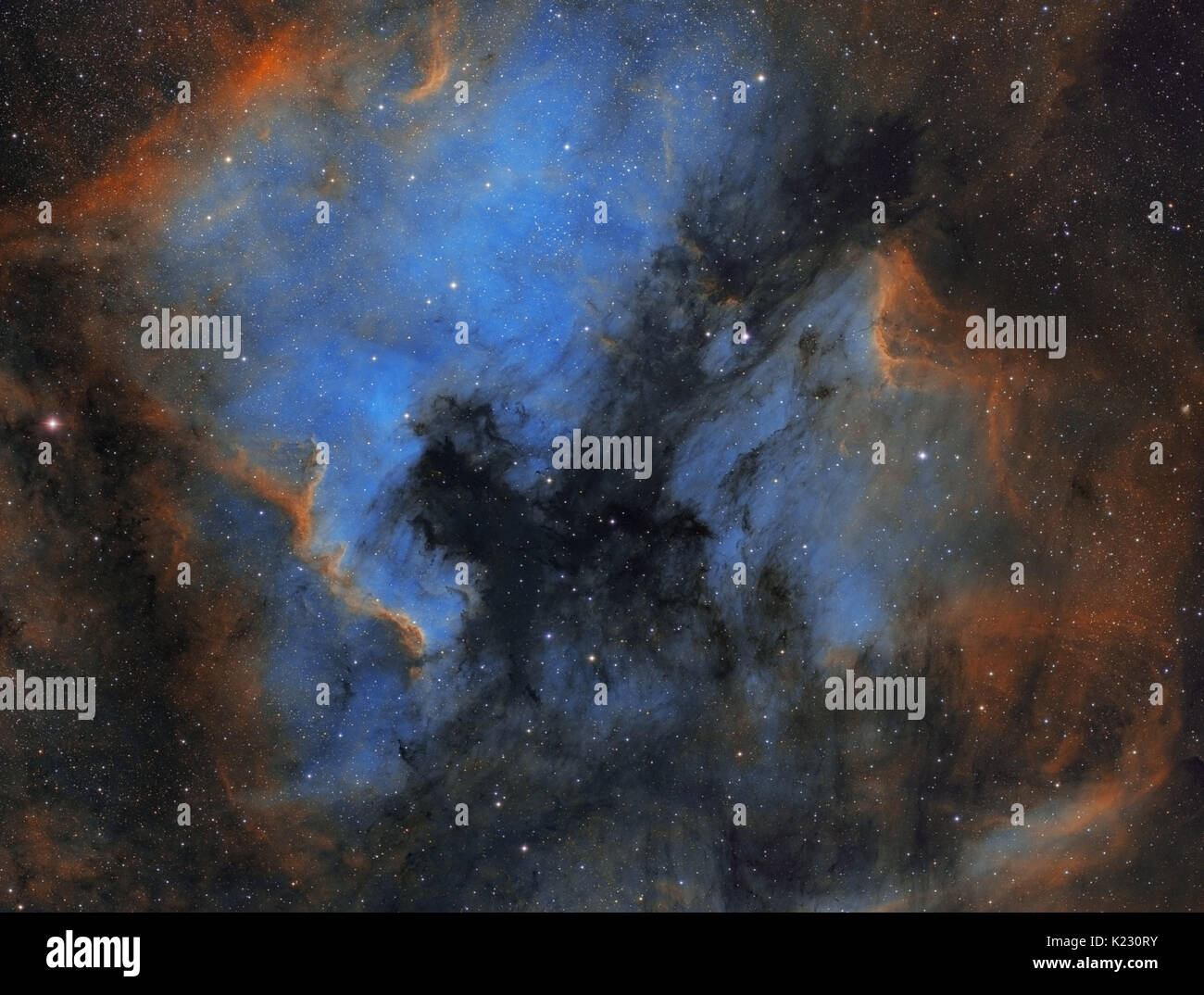Nordamerika und Pelican Nebel im Sternbild Cygnus (Schwan) - hubble Palette Stockfoto