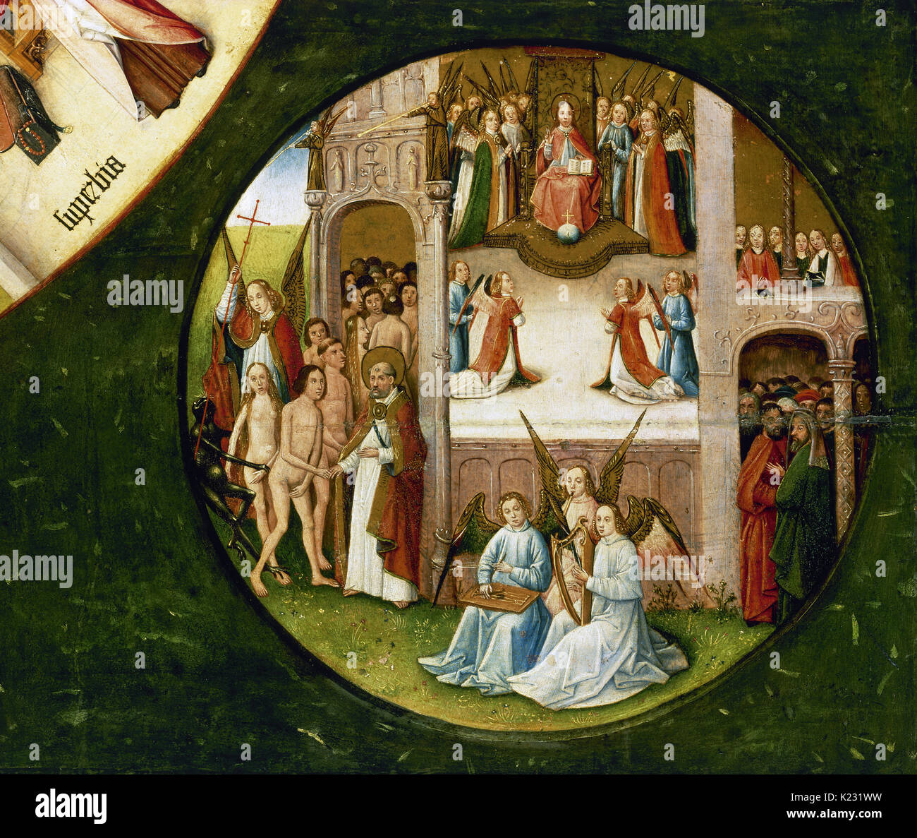 Hieronymus Bosch (ca. 1450-1516). Niederländische Maler. Tabelle der sieben Todsünden und die vier letzten Dinge, 1505-1510. Ruhm oder Himmel (eines der vier letzten Dinge). Prado Museum. Madrid. Spanien. Stockfoto