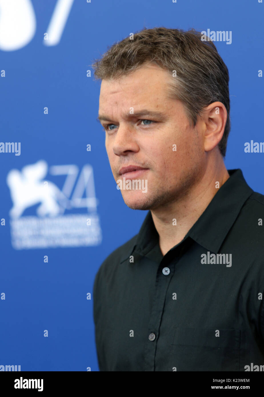 Venedig, Italien. 30 Aug, 2017. Matt Damon am Fotoshooting des Films 'Downsizing', Regisseur Alexander Payne. 74. Internationalen Filmfestspielen Venedig Foto © ottavia Da Re/Sintesi/Alamy leben Nachrichten Stockfoto