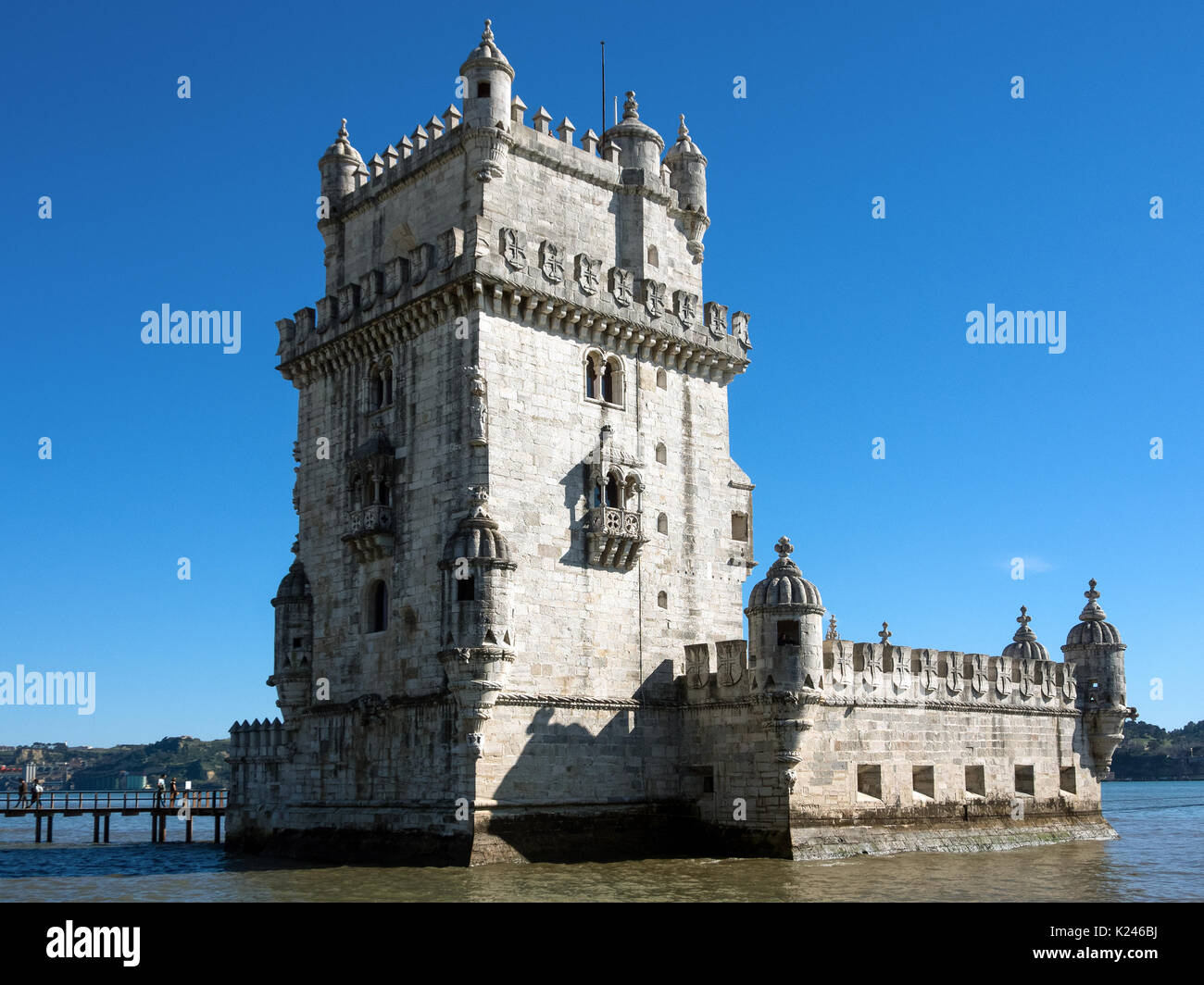 LISSABON, PORTUGAL - 06. MÄRZ 2015: Außenansicht des Belem-Turms (Torre de Belém) Stockfoto